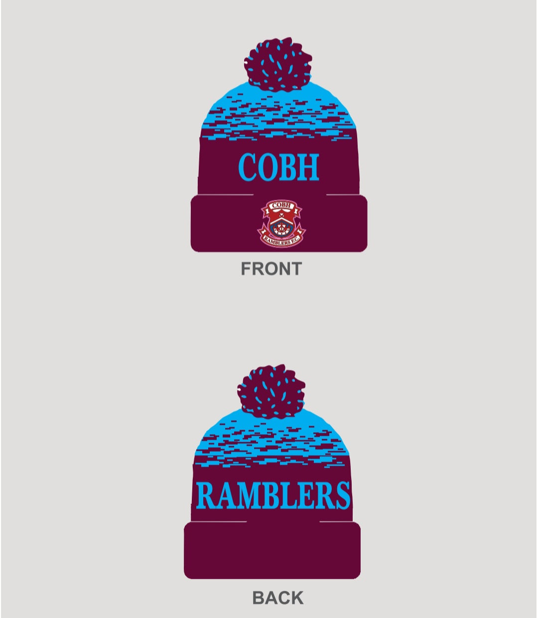 Cobh Ramblers FC Claret / Blue Bobble Hat