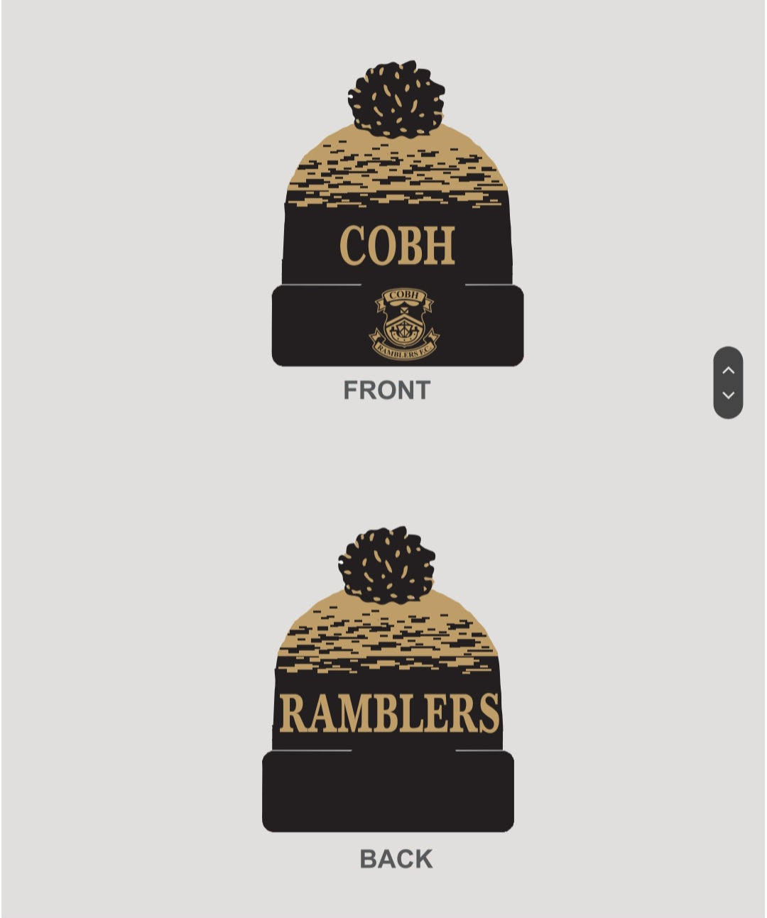 Cobh Ramblers FC Black / Gold Bobble Hat