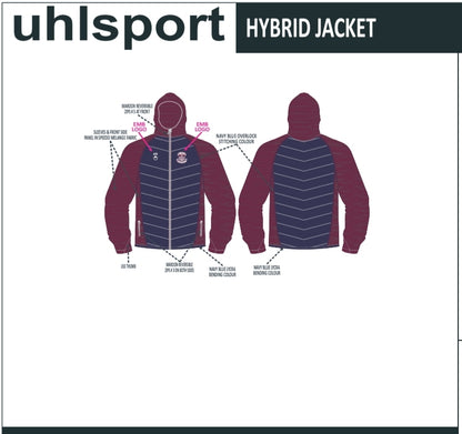 Uhlsport CRFC Hybrid Jacket Navy / Claret Sleeves & Crest - Adult