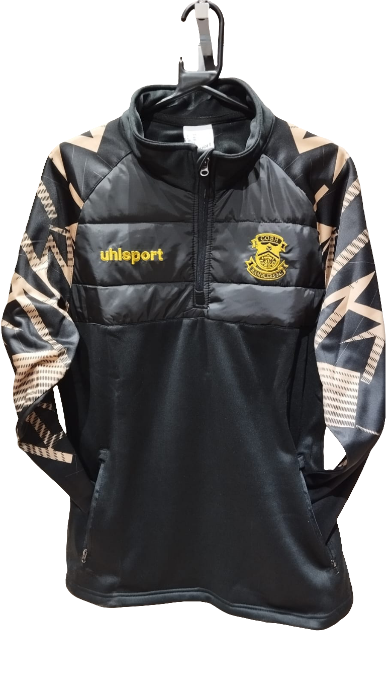 Uhlsport CRFC Padded Hybrid Zip Top Black / Gold - Kids/Youth